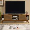 Streamdale Furniture Streamdale Rattan Tv Stand - Up To 75" - Light Walnut