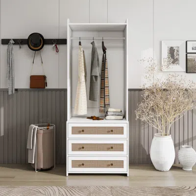 Streamdale Furniture Streamdale Rattan Wardrobe With 3 Drawers
