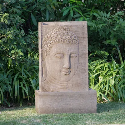 Streamdale Furniture Streamdale Realistic Sandstone Buddha Fountain With Relaxing Water Feature