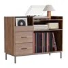 Streamdale Furniture Streamdale Record Player Stand With Adjustable Shelves & Speaker Shelf In Brown