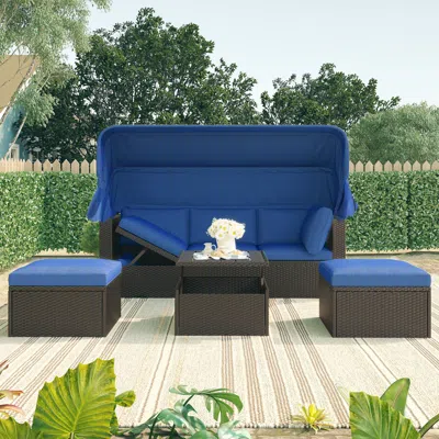 Streamdale Furniture Streamdale Rectangle Daybed With Retractable Canopy & Washable Cushions