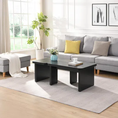 Streamdale Furniture Streamdale Rectangle Wood Coffee Table Set (black)