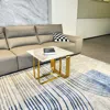 Streamdale Furniture Streamdale Rectangular End Table With Sintered Stone Top, Gold Metal Frame For Living Room