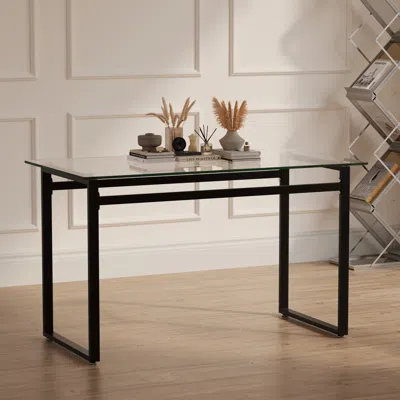 Streamdale Furniture Streamdale Rectangular Glass Dining Table For 4-6,51" W X 27"d X 30" H