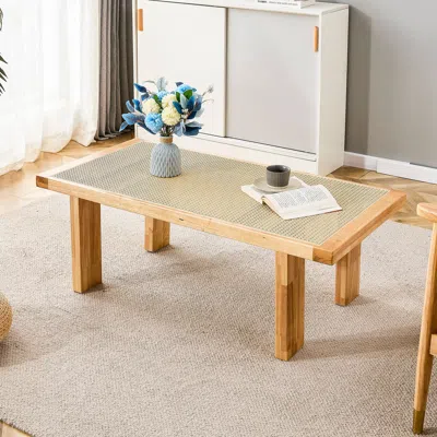 Streamdale Furniture Streamdale Rectangular Rattan Table With Wooden Legs