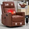 Streamdale Furniture Streamdale Red Leather Heat Massage Rocker Swivel Recliner In Brown