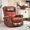 Streamdale Furniture Streamdale Red Leather Heat Massage Rocker Swivel Recliner In Brown
