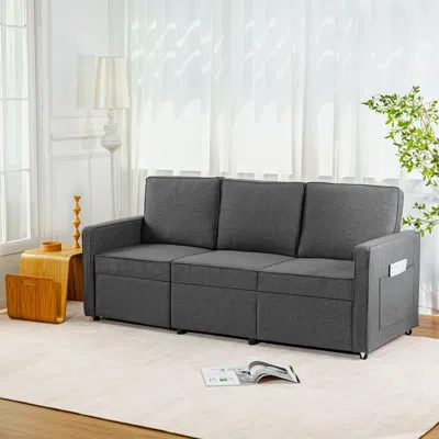 Streamdale Furniture Streamdale Retractable 3-seater Sofa For Small Spaces In Gray