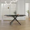 Streamdale Furniture Streamdale Retractable Sintered Stone Dining Table, Black Steel Legs, 83 Inch (black) In Black