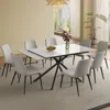 Streamdale Furniture Streamdale Retractable Sintered Stone Dining Table Set (table + 8 Chairs) In White