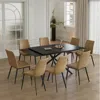 Streamdale Furniture Streamdale Retractable Sintered Stone Dining Table Set (table + 8 Chairs) In Black