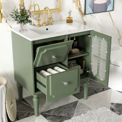 Streamdale Furniture Streamdale Retro 30" Bathroom Vanity With Sink, 2 Drawers