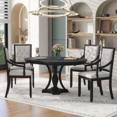 Streamdale Furniture Streamdale Retro 5-piece Dining Set Extendable Round Table And 4 Chairs