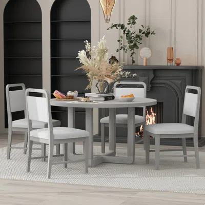 Streamdale Furniture Streamdale Retro 5-piece Dining Set In Antique Gray