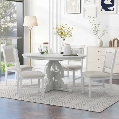 Streamdale Furniture Streamdale Retro 5-piece Dining Set With Extendable Table & 4 Chairs