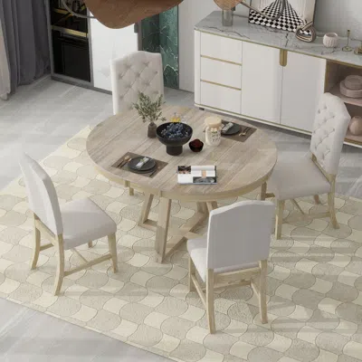 Streamdale Furniture Streamdale Retro 5-piece Dining Set With Round Table And Chairs