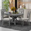 Streamdale Furniture Streamdale Retro 5-piece Extendable Dining Set With Upholstered Chairs (grey) In Gray