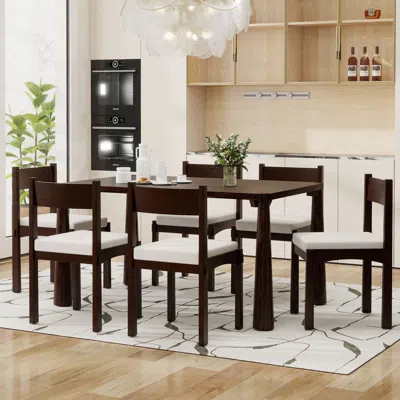 Streamdale Furniture Streamdale Retro 7-piece Dining Set: Table & 6 Upholstered Chairs (espresso)