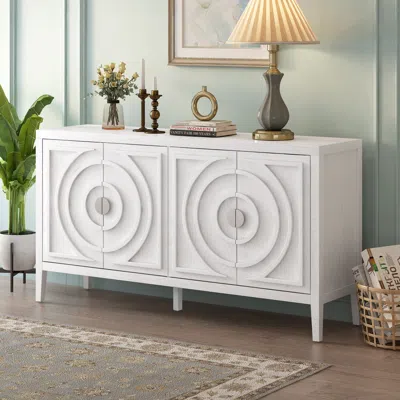 Streamdale Furniture Streamdale Retro Circular Groove Sideboard With Metal Handle