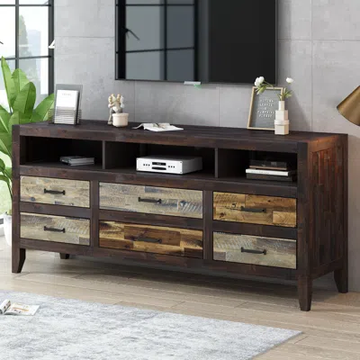 Streamdale Furniture Streamdale Retro Distressed Wooden Tv Stand For Tvs Up To 65 Inches In Brown