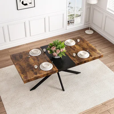 Streamdale Furniture Streamdale Retro Rectangular Stretch Table Versatile, Stylish, And Space-saving
