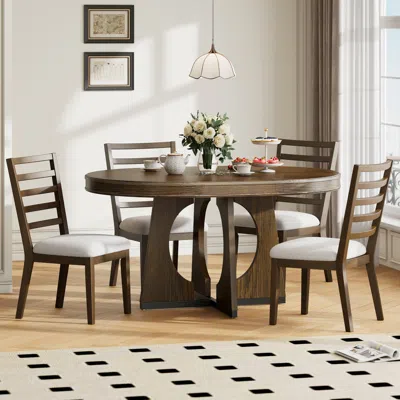 Streamdale Furniture Streamdale Retro Rustic Dining Set With Ext. Table And 4 Chairs (walnut)