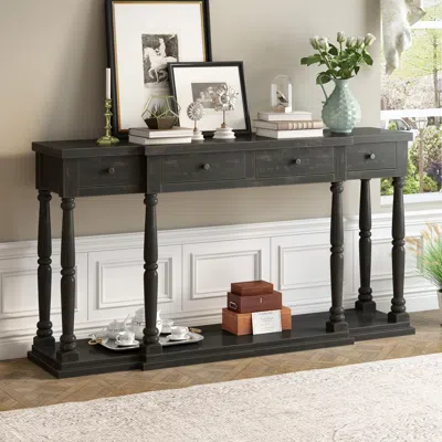 Streamdale Furniture Streamdale Retro Senior Console Table With Drawers And Shelf