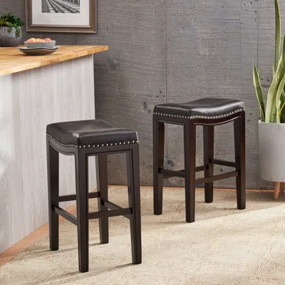 Streamdale Furniture Streamdale Retro Studded Counter Stools: Set Of 2, Plush Comfort, Versatile Style