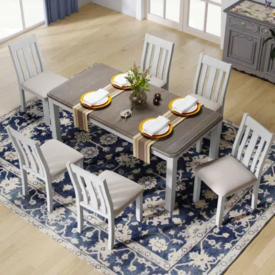 Streamdale Furniture Streamdale Retro Style 7-piece Dining Table Set With Extendable Table And 6