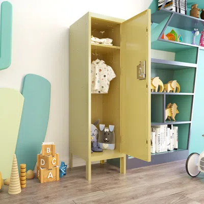 Streamdale Furniture Streamdale Retro Style Metal Locker Cabinet - Yellow