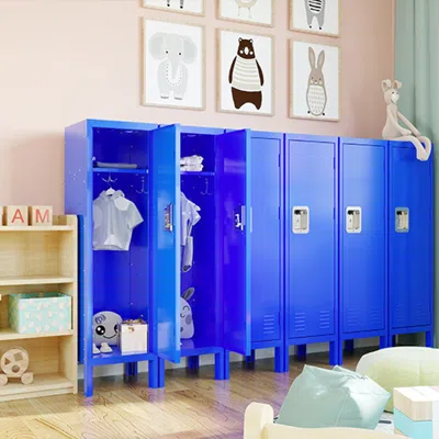 Streamdale Furniture Streamdale Retro-style Metal Locker In Blue For Various Spaces