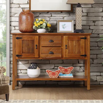 Streamdale Furniture Streamdale Retro Style Solid Wood Sideboard With Drawers & Cabinets