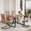 Streamdale Furniture Streamdale Retro Wood Table & 4 Brown Tech Fabric Chairs