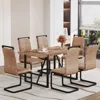 Streamdale Furniture Streamdale Retro Wood Table & 6 Brown Tech Fabric Chairs