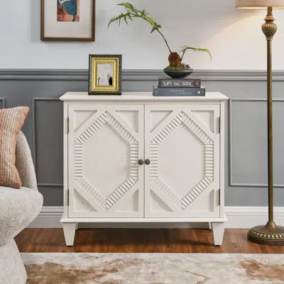 Streamdale Furniture Streamdale Retro Wooden Sideboard Buffet Cabinet - Antique White