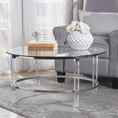 Streamdale Furniture Streamdale Revolving Round Coffee Table Translucent Beauty