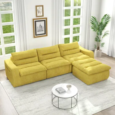 Streamdale Furniture Streamdale Right L-shaped Modular Beanbag Sofa - Yellow