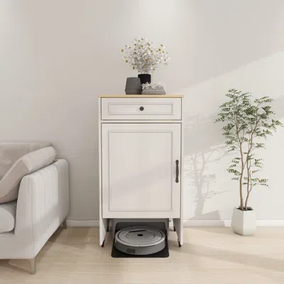 Streamdale Furniture Streamdale Robot Vacuum Stand Cabinet - Antique White