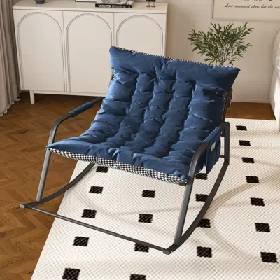 Streamdale Furniture Streamdale Rocking Chair With Cushions, Storage & Armrests - Blue
