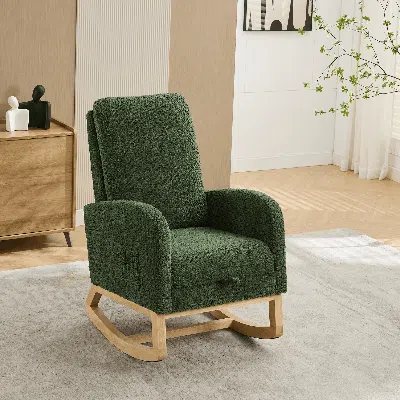 Streamdale Furniture Streamdale Rocking Glider Chair With Footrest & Pocket - Green