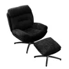Streamdale Furniture Streamdale Rocking Swivel Velvet Lounge Chair & Ottoman - Black In Black