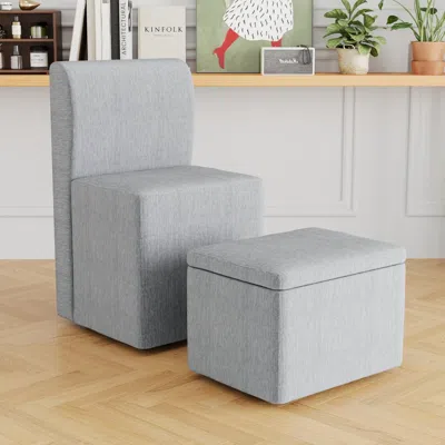 Streamdale Furniture Streamdale Rolling Dining Chair With Casters - Gray Linen