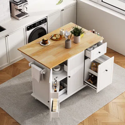Streamdale Furniture Streamdale Rolling Kitchen Cart With Drop Leaf & Storage