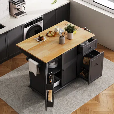 Streamdale Furniture Streamdale Rolling Kitchen Cart With Drop Leaf & Storage