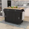 Streamdale Furniture Streamdale Rolling Kitchen Cart With Drop-leaf Countertop & Barn Door