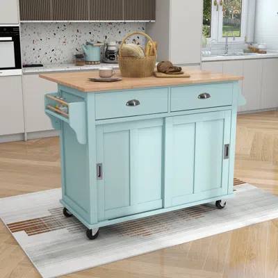 Streamdale Furniture Streamdale Rolling Kitchen Cart With Drop-leaf Countertop & Barn Door