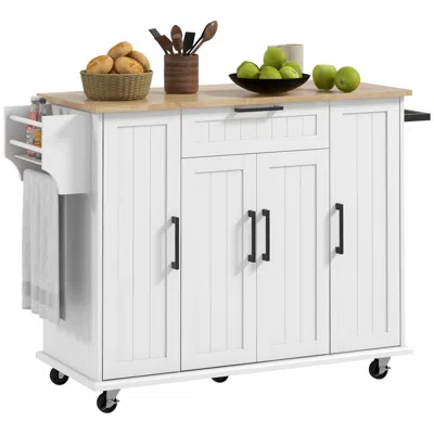 Streamdale Furniture Streamdale Rolling Kitchen Cart With White Rubberwood Top And Drawers
