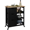 Streamdale Furniture Streamdale Rolling Kitchen Cart With Wood Top & Storage