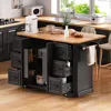 Streamdale Furniture Streamdale Rolling Kitchen Island Cart, 6 Drawers, Power Outlet