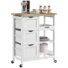 Streamdale Furniture Streamdale Rolling Kitchen Island Cart, Bar Serving Cart With Drawers, White